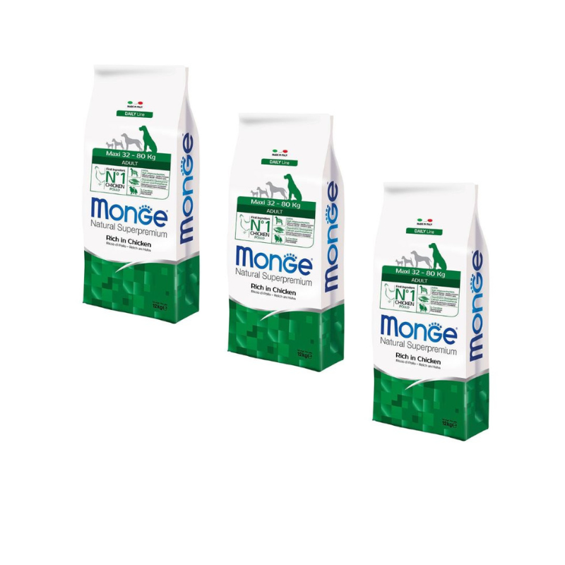 Offerta 3 sacchi Monge Maxi Adult Pollo 12 kg per cani adulti di taglia grande Offerta 3 sacchi Monge Maxi Adult Pollo 12 kg per cani adulti di taglia grande